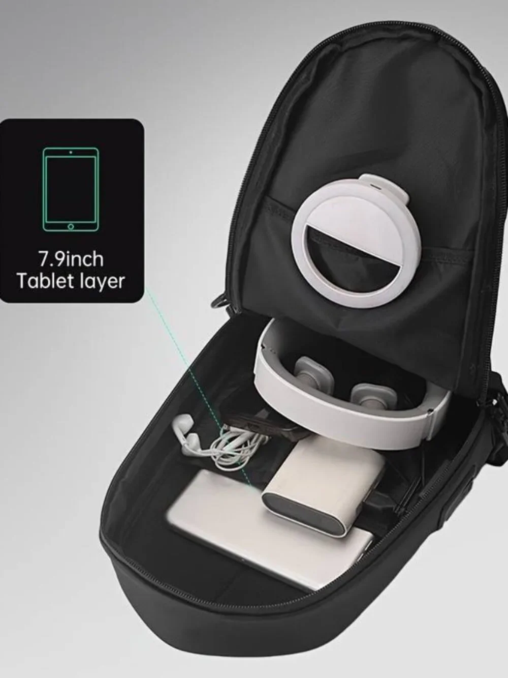 Geometric Hard Shell Chest Bag Crossbody Backpack with USB Port
